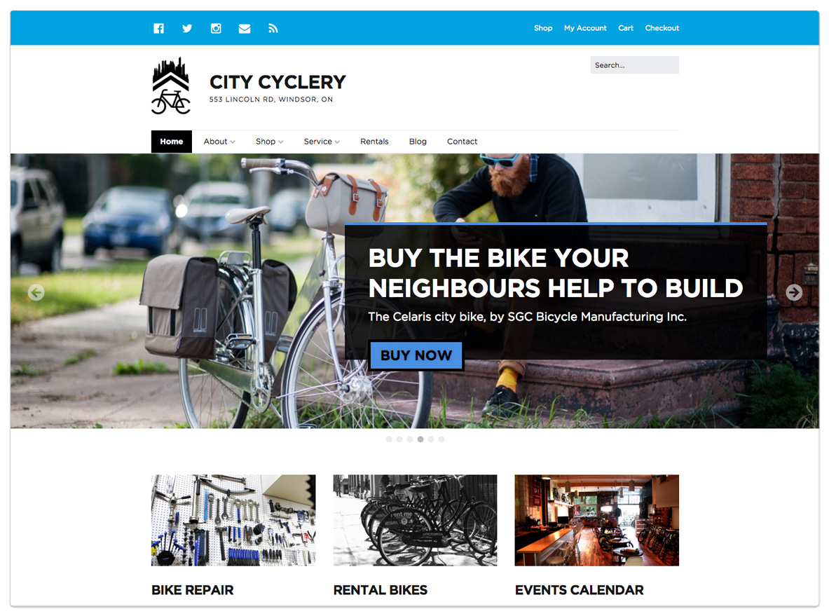 City Cyclery - Website Re-design - Desktop View