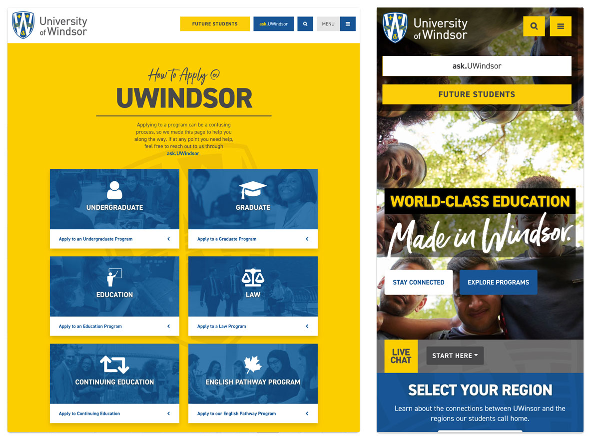 University of Windsor  - Future Students - How to Apply - International Students - Tablet - Mobile